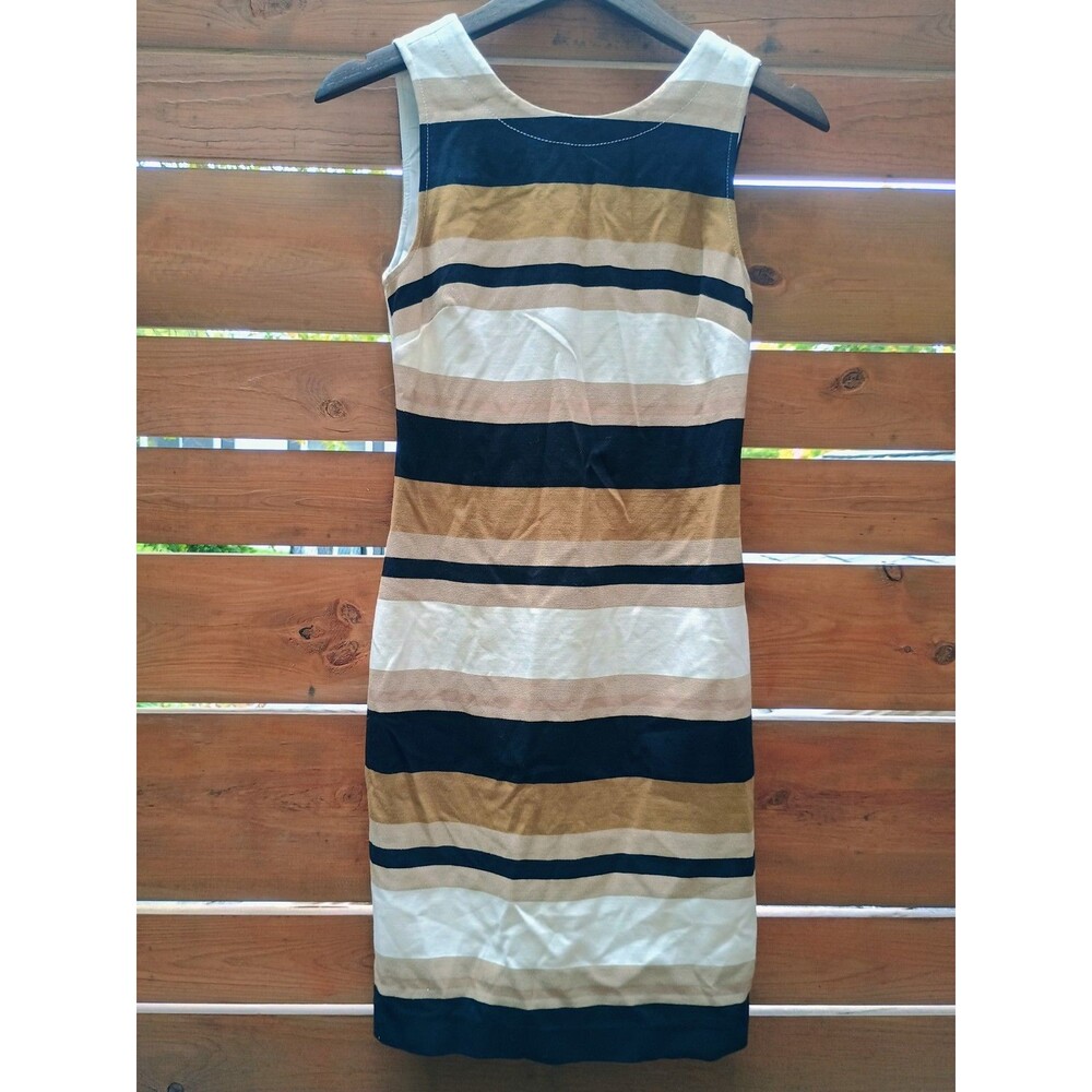 Banana Republic Striped Sheath Dress Gold Black Tan Women's Size 2 NWT
